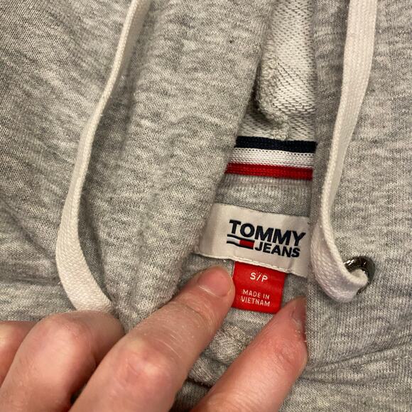 Tommy Hilfiger Tommy Jeans Cropped Hooded Sweatshirt Gray Small - Picture 3 of 5
